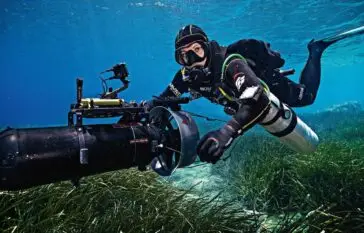 Atlantic Scuba DPV Diver underwater