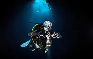 Female Atlantic Scuba DPV Diver underwater