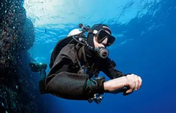 Male Atlantic Scuba DPV Diver underwater