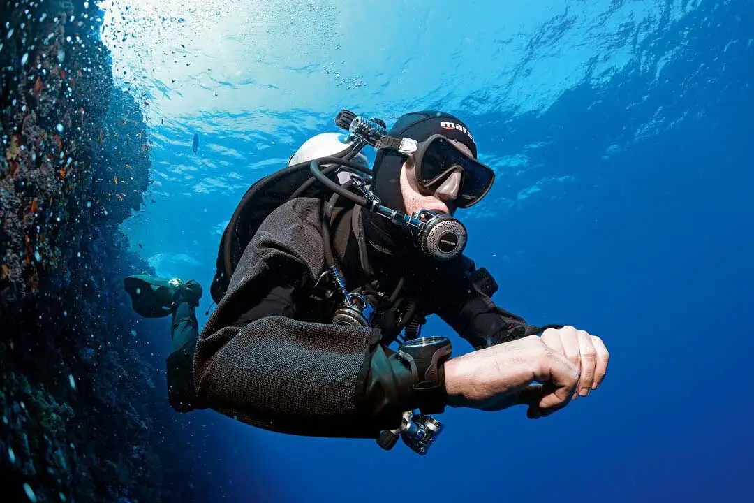 Male Atlantic Scuba DPV Diver underwater