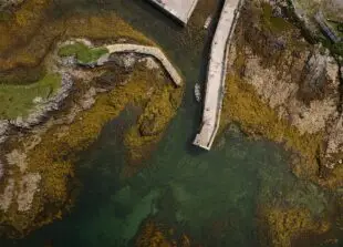 Aerial view, Carraroe Harbour, Connemara, Co. Galway.